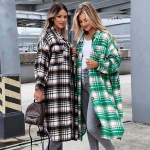 💥Green PLAID Longline Oversized Shacket/ shirt/jacket- All Sizes (Brand New) 💥